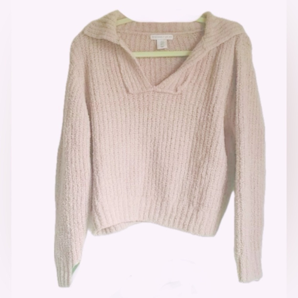 Fuzzy nude sweater knit waffle